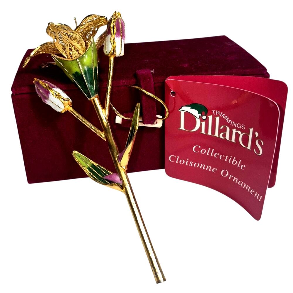 Vintage Dillards Trimmings Collectible Cloisonne 'Lily' Filigree/Enamel Ornament